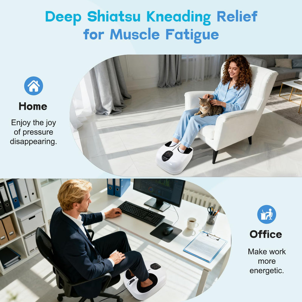 Wedpun Foot Massager with Heat Shiatsu Feet Massager for Neuropathy and Plantar Fasciitis Deep Kneading Air Compression Heat for
