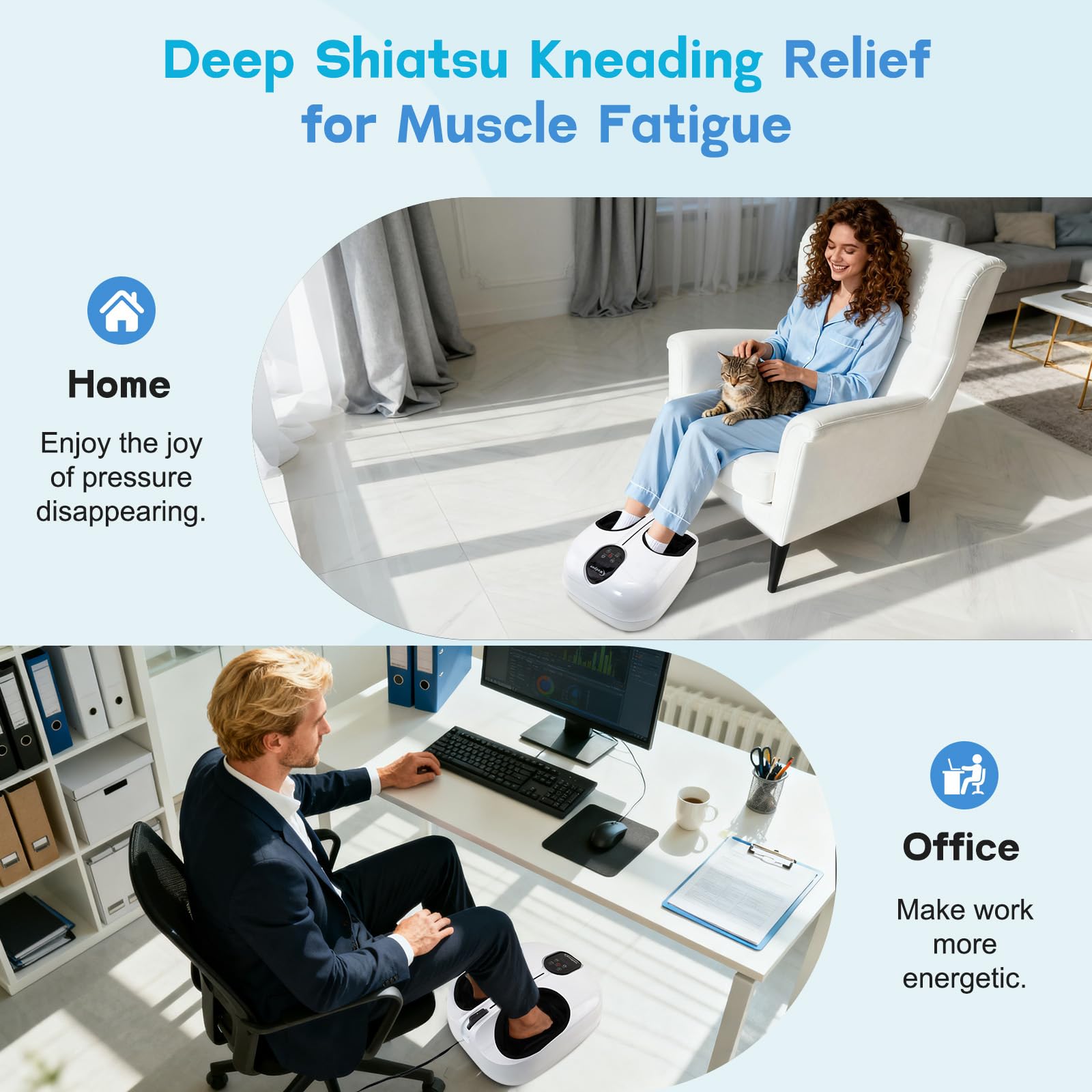 Wedpun Foot Massager with Heat Shiatsu Feet Massager for Neuropathy and Plantar Fasciitis Deep Kneading Air Compression Heat for