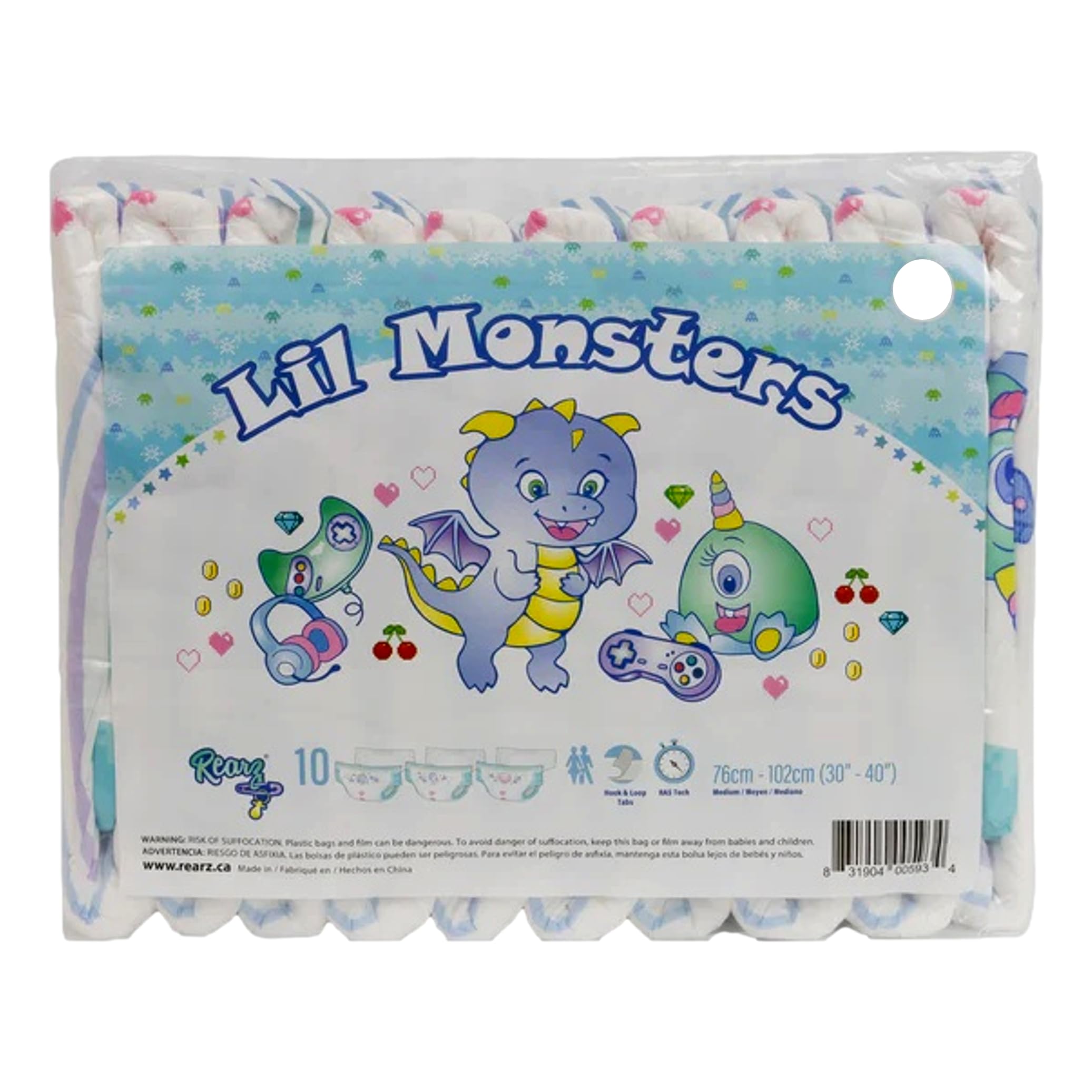 Rearz - Lil Monsters - 11,000ml Adult Diapers (10 Pack) (Large)