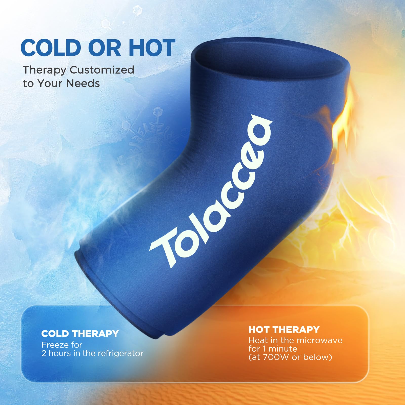 Elbow and Knee Ice Pack - Cold Ice Sleeve with Reusable Gel & Cold Therapy Compression for Knee, Shin Splints, Calf Strain, Flex