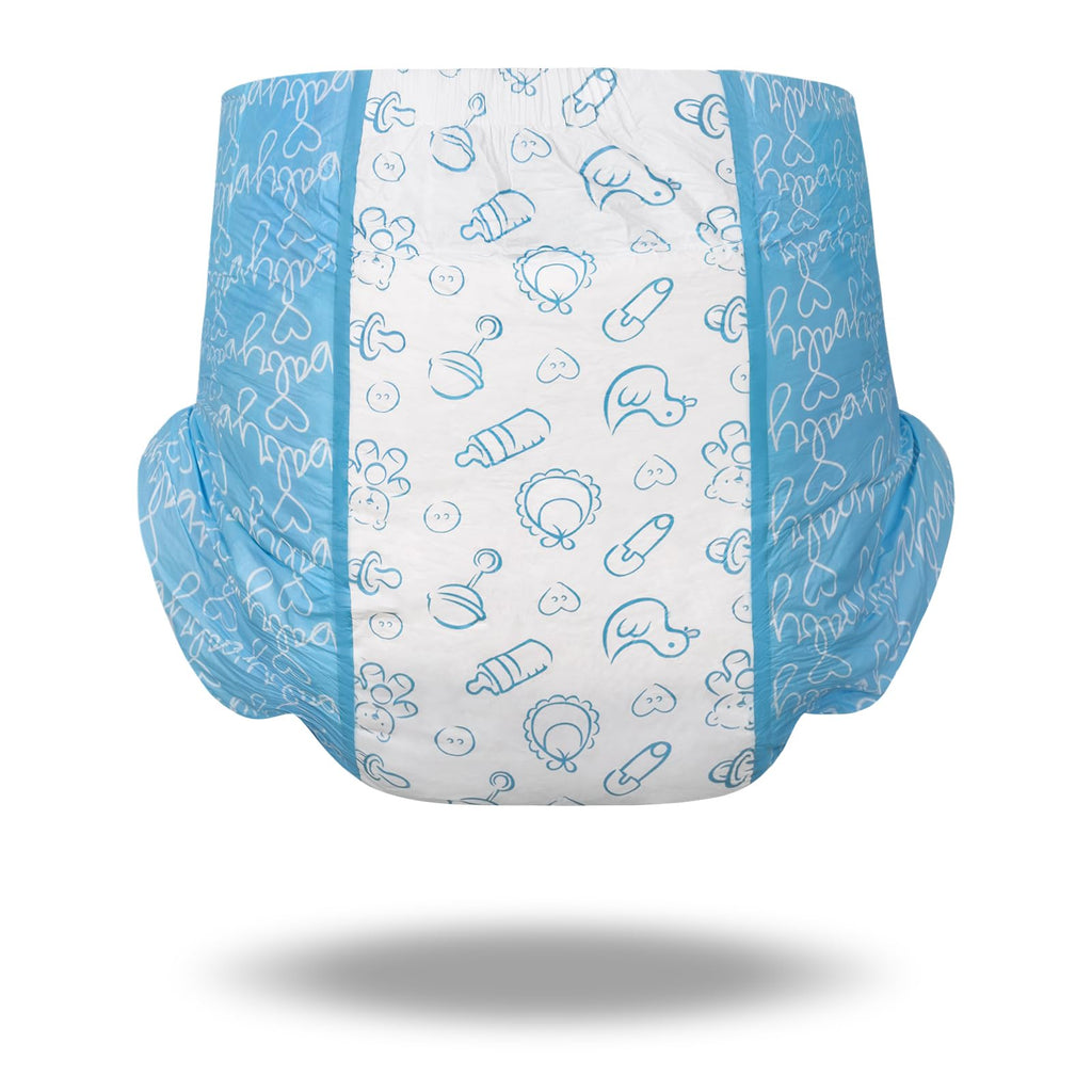 Littleforbig Adult Printed Diaper 2 Pieces - Nursery Blue (Large 36-46)