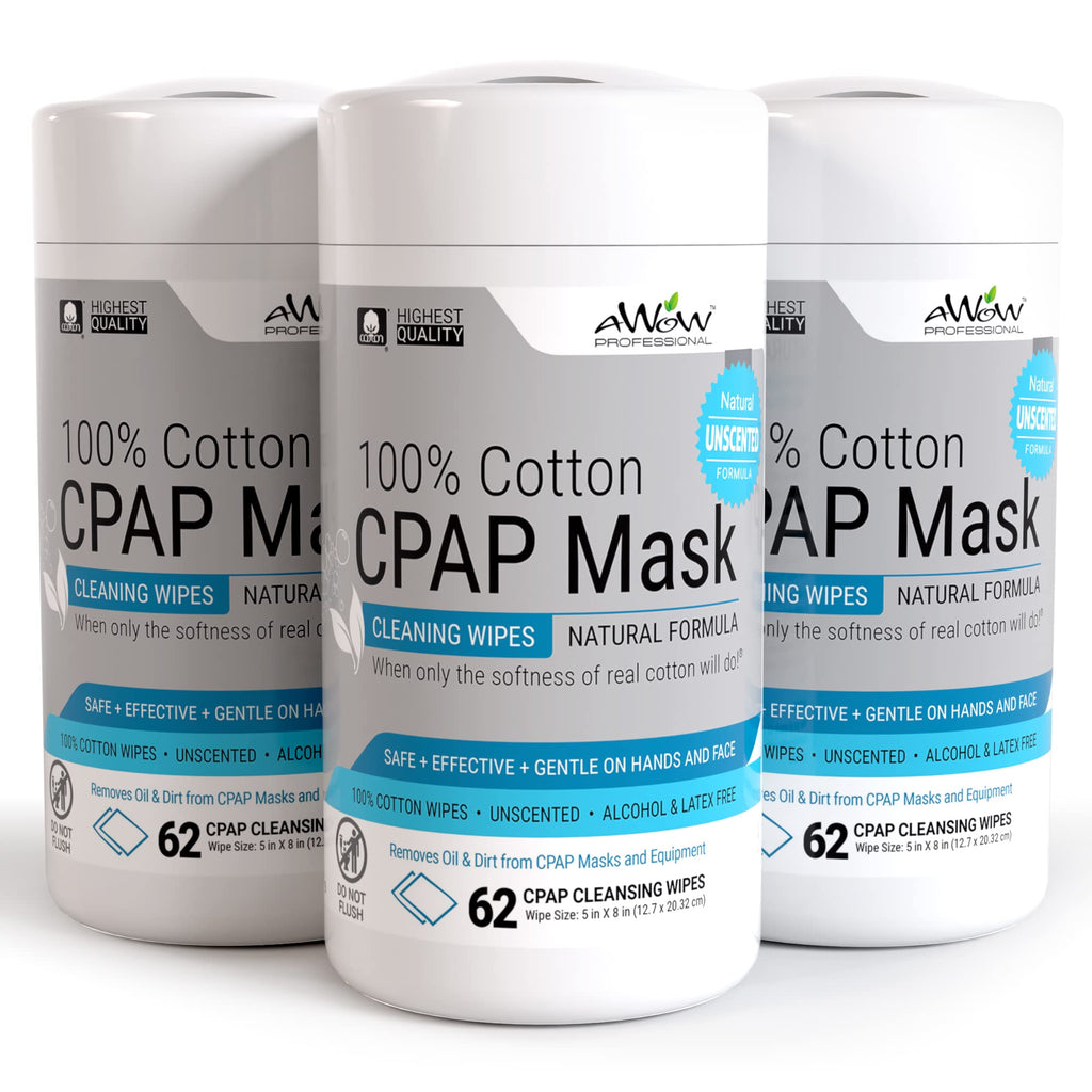 AWOW Professional CPAP Cleaning Wipes - Unscented 100% Cotton, Make CPAP Mask Cleaning Easy for Daily CPAP/BiPAP Mask Maintenanc