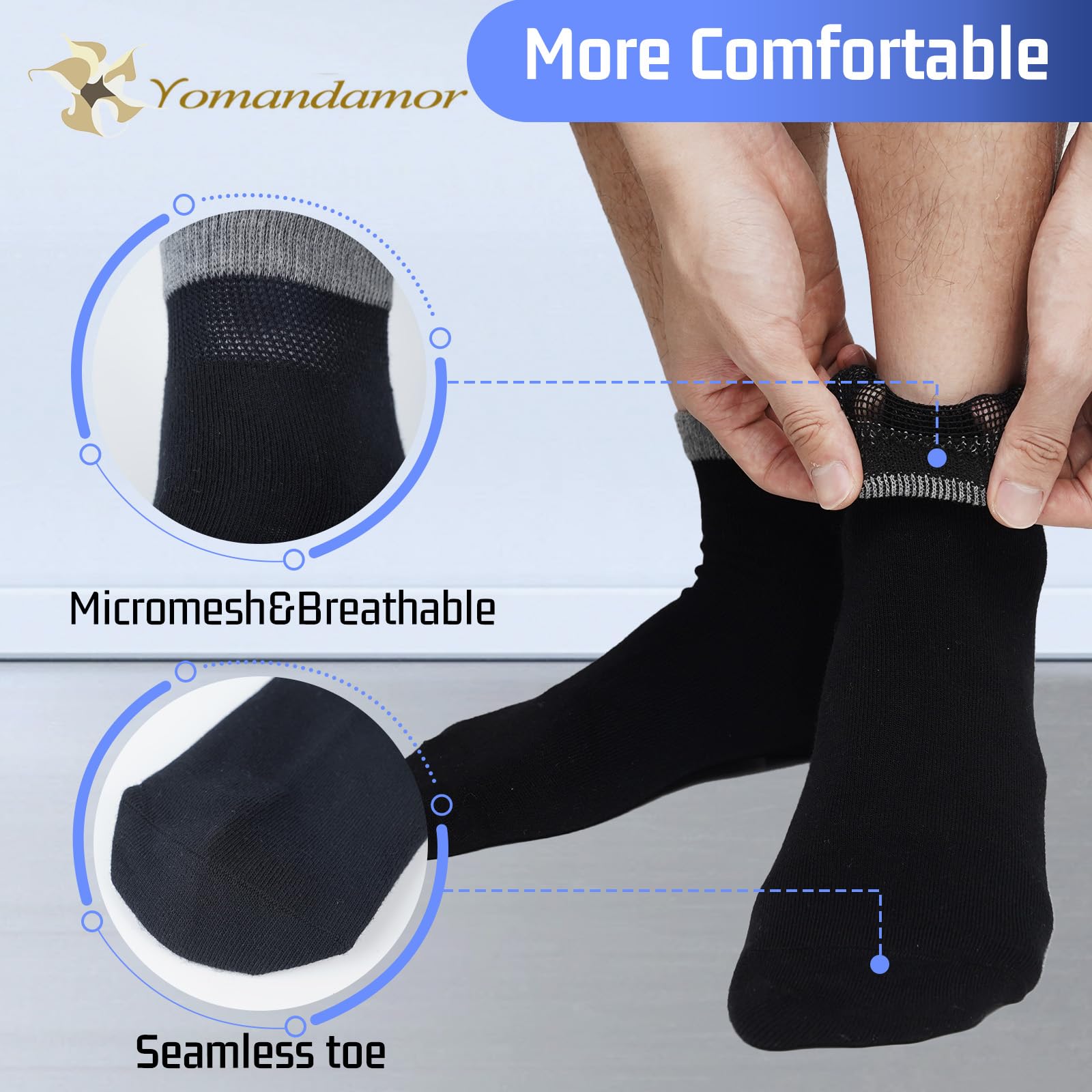 Yomandamor Womens Diabetic Crew Socks With Seamless Toe,6 Pairs Size 9-11