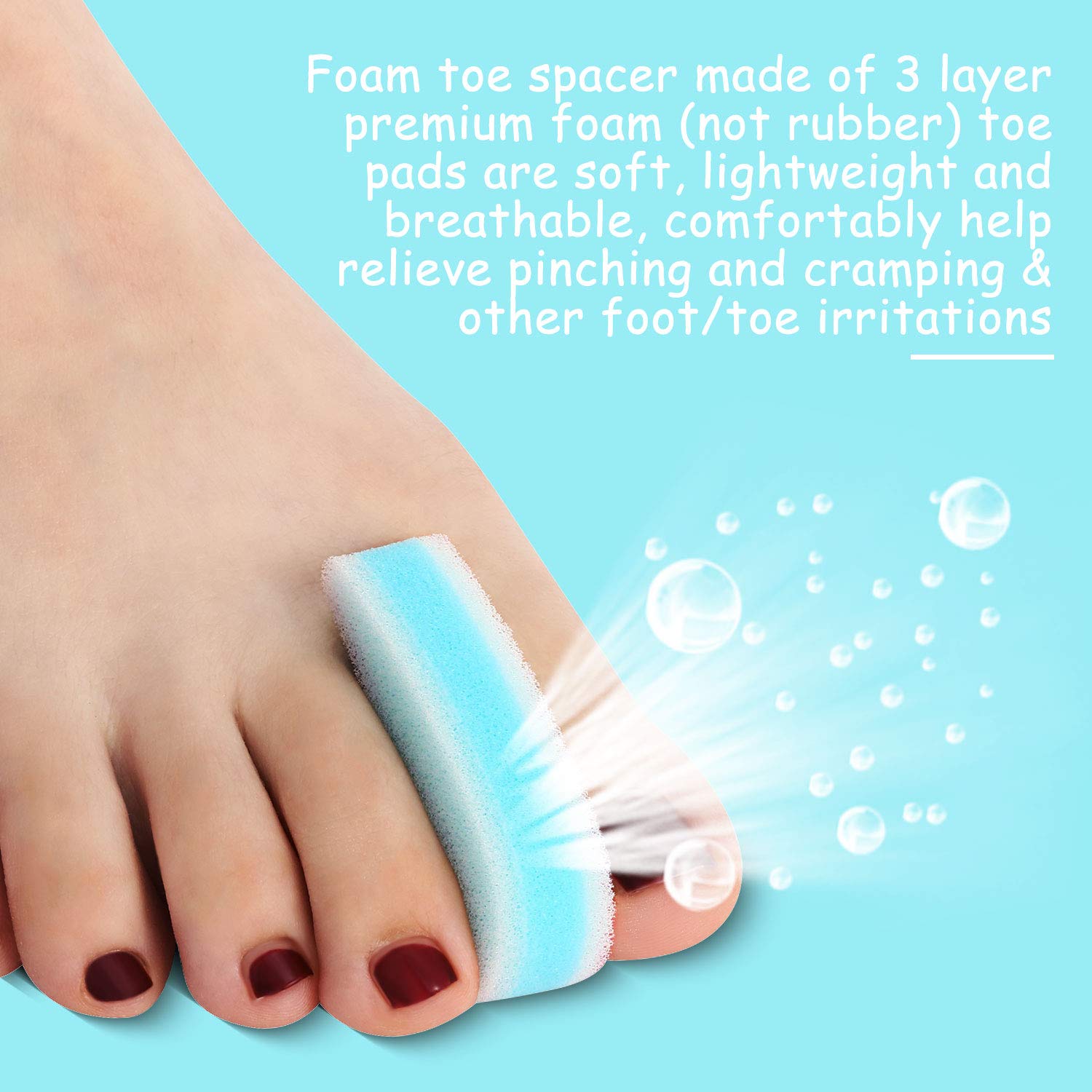 Mudder 16 Pieces Foam Toe Spacers for Feet Women 3 Layer Foam Toe Separators for Overlapping Toes Toe Stretcher Divider for Wome