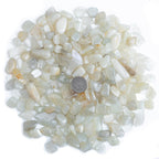 ZenQ 1 lb White Moonstone Tumbled Stone Chips Crushed Natural Crystal Quartz Pieces