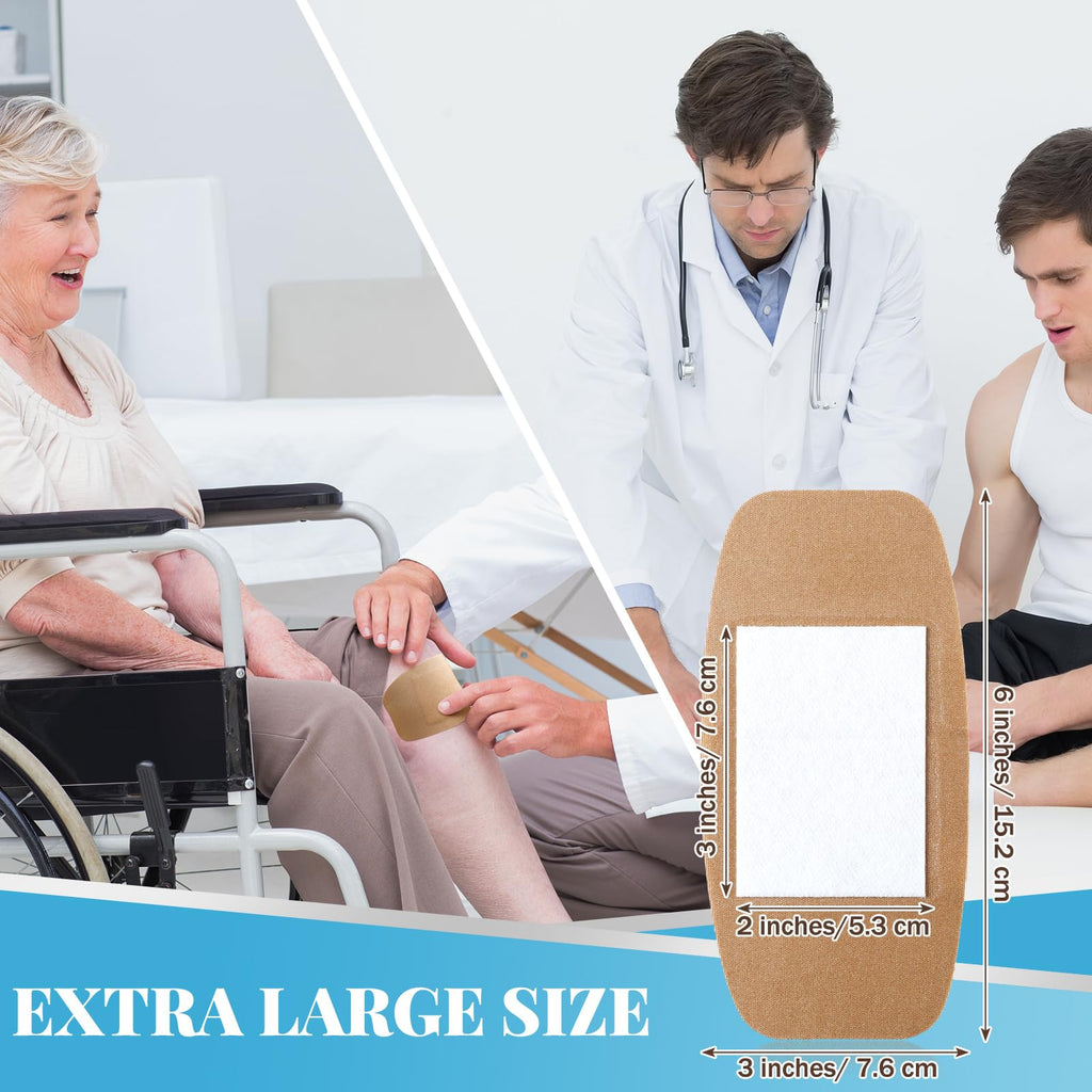 Geiserailie 20 Pcs Extra Large Flexible Adhesive Bandages 6x3 Fabric Bandages with Non-Stick Pad Latex Free Painless Removal for