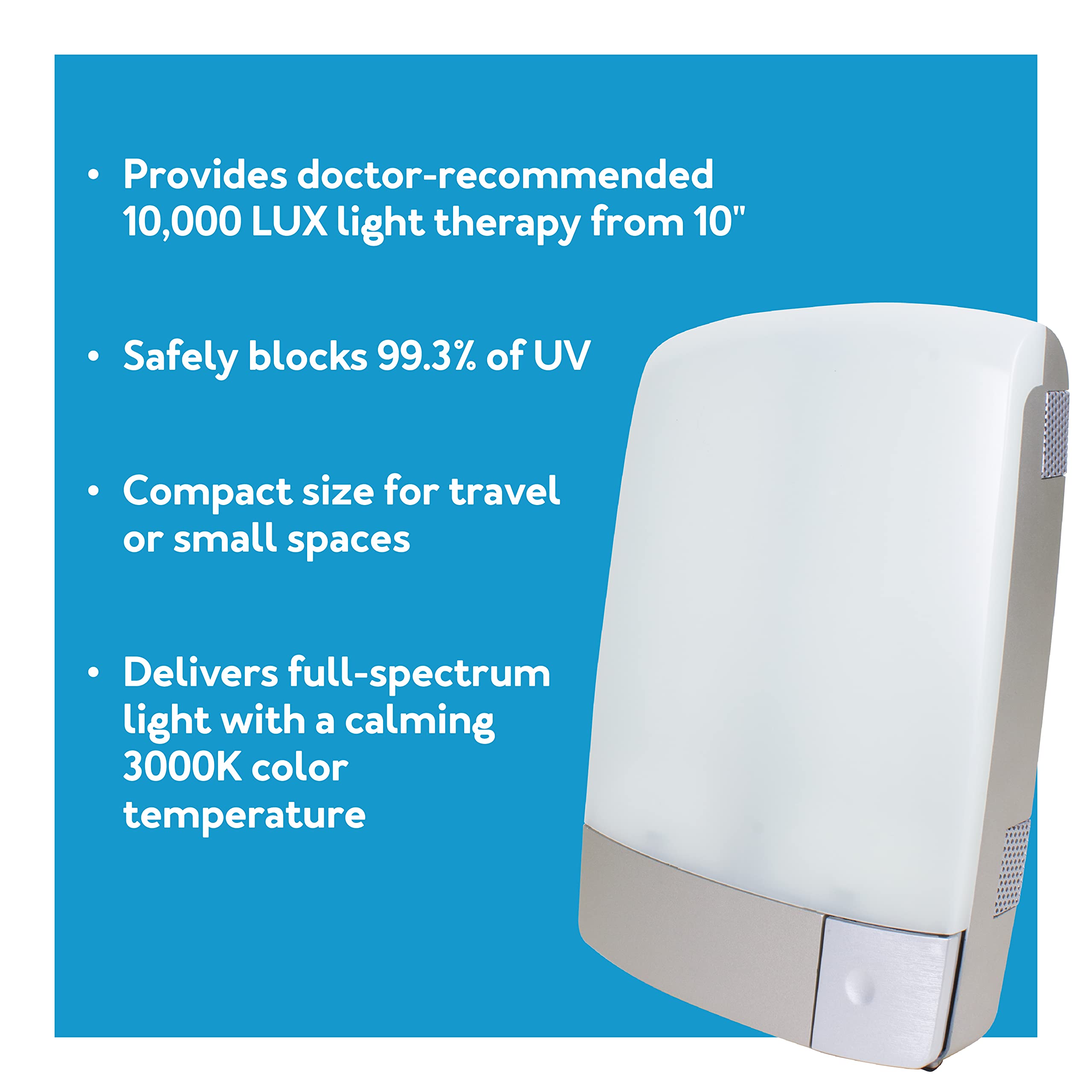 Carex Health Brands Sunlite Bright Light Therapy Lamp, Plastic, Silver