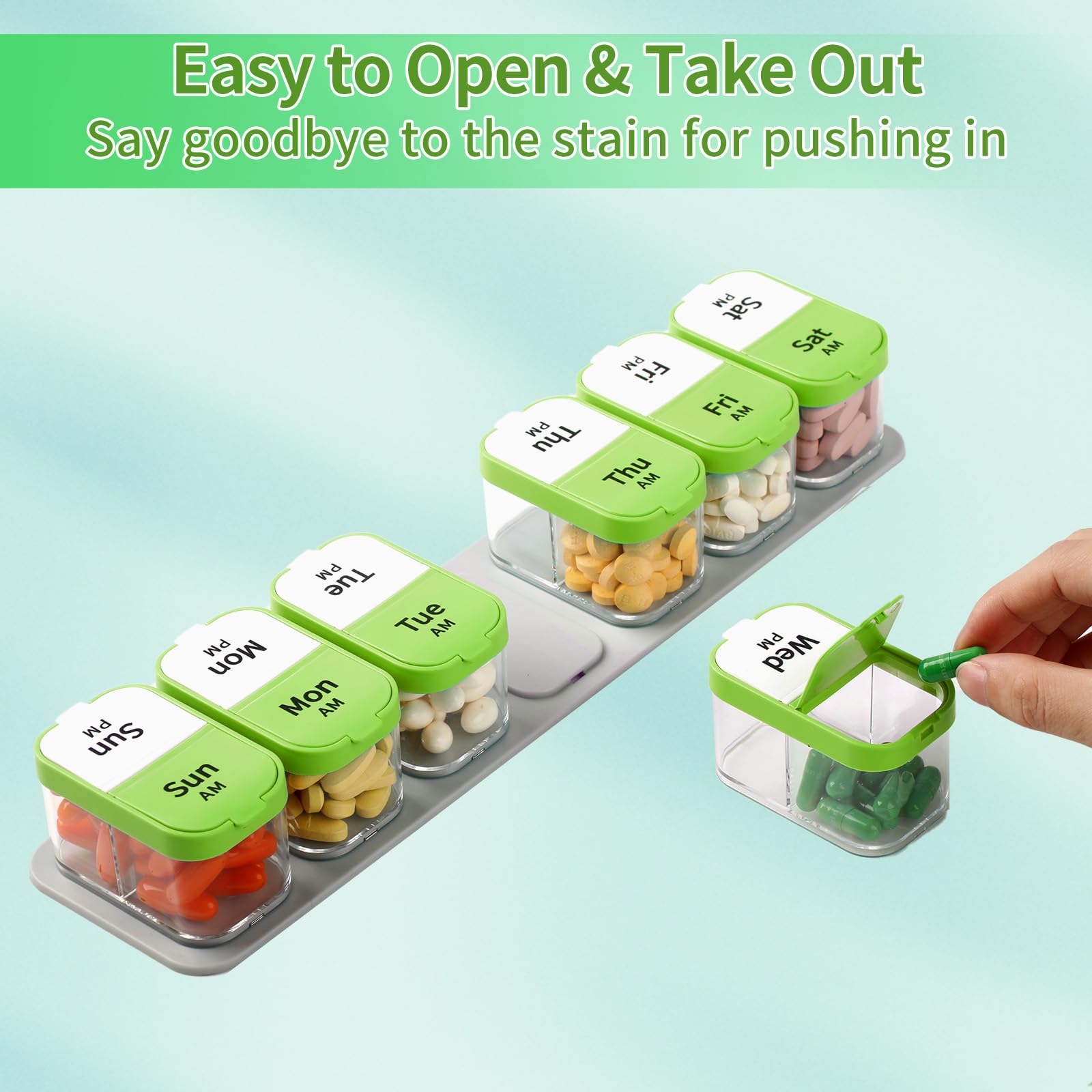 Daviky Large Weekly Pill Organizer 2 Times a Day, Extra Large Travel Pill Box 7 Day, Am Pm Twice Daily Pill Case, Pill Holder Co