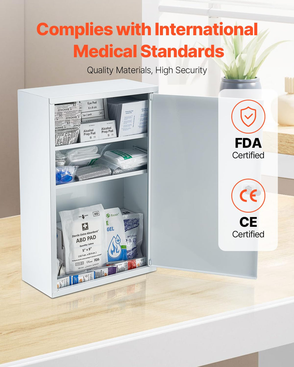 VEVOR 3-Shelf First Aid Cabinet, 1000 Pieces, Large Capacity First Aid Kit, Wall Mounted Medicine Cabinet, OSHA & ANSI 2015 (Cla