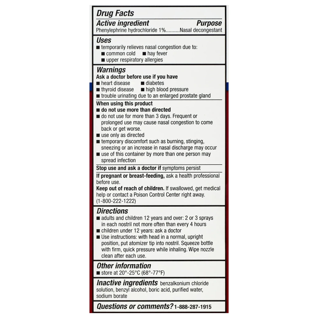 Equate Nasal Four Nasal Spray, Fast Acting Nasal Decongestant, 1 Fl. Oz, Compare to 4 Way - Pack of 2