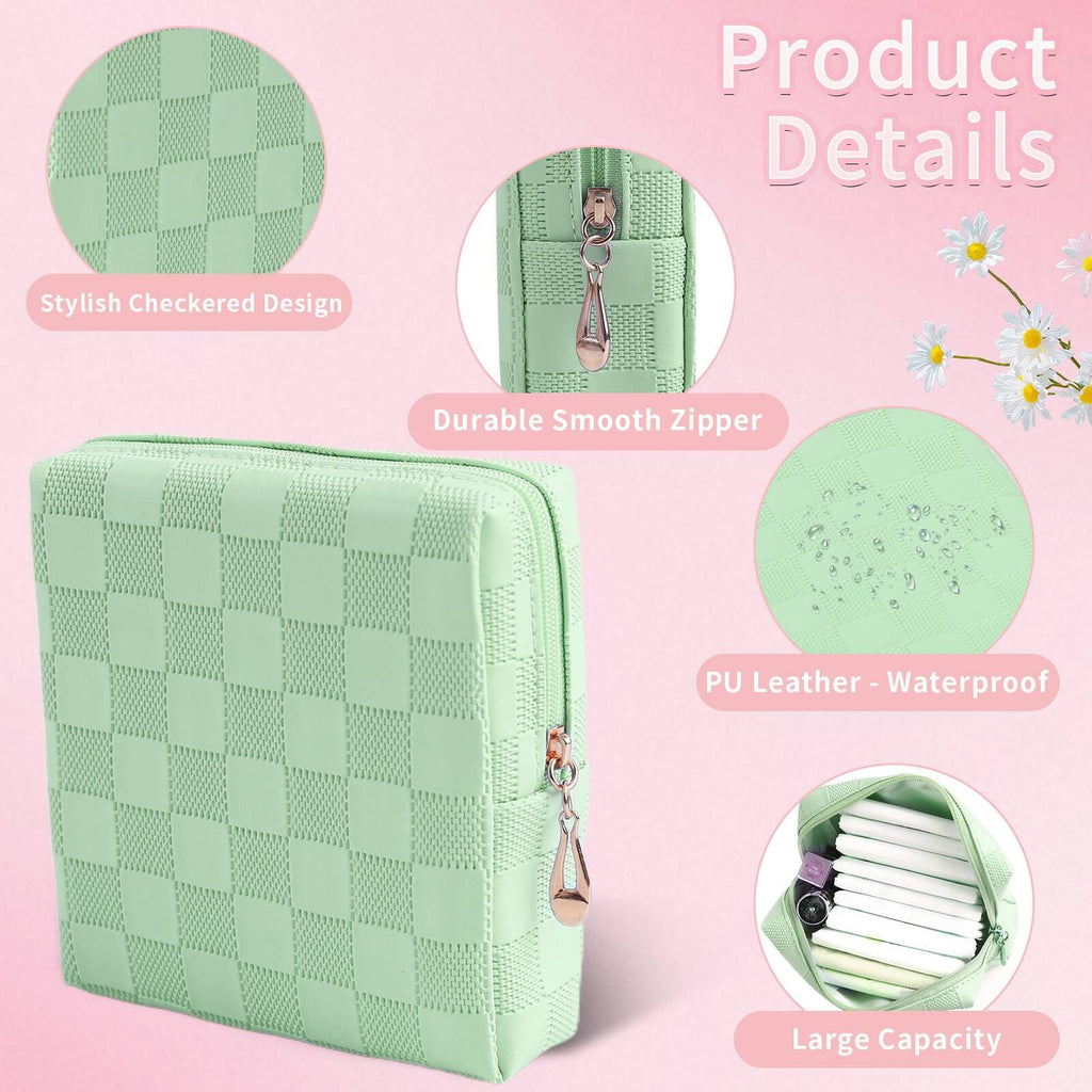 Teircno Period Bag for Women Girls | PU Leather Sanitary Napkin Storage Bag | Cute Pads Bags for Period | Discreet Menstrual Pou