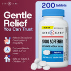 GeriCare Docusate Sodium Stool Softeners, Best Stool Softener for Daily use for Women, Men, and Elderly - Ideal for Constipation