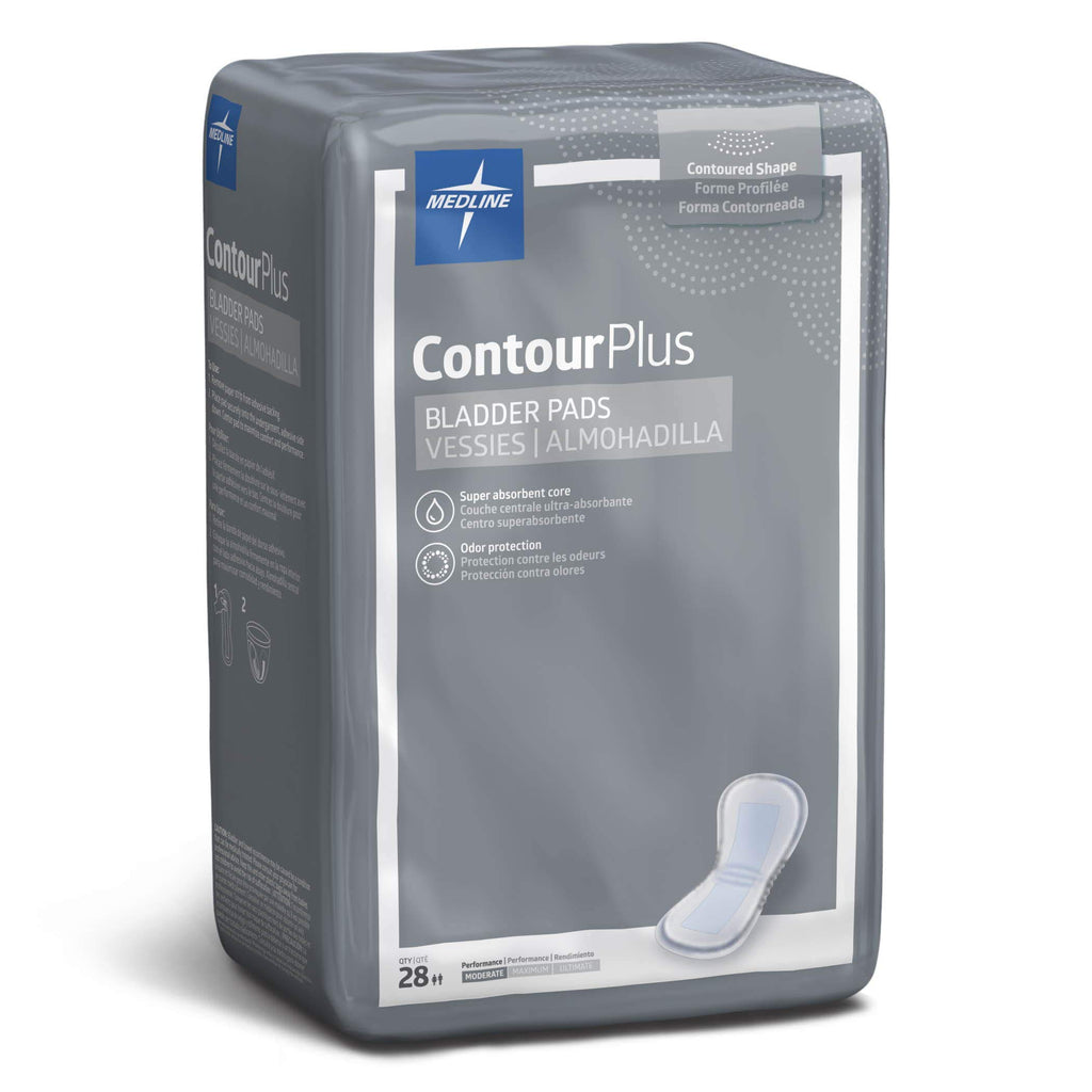 Medline ContourPlus Bladder Control Incontinence Pads, Moderate Absorbency, 5.5 x 10.5, 28 Count (Pack of 12)