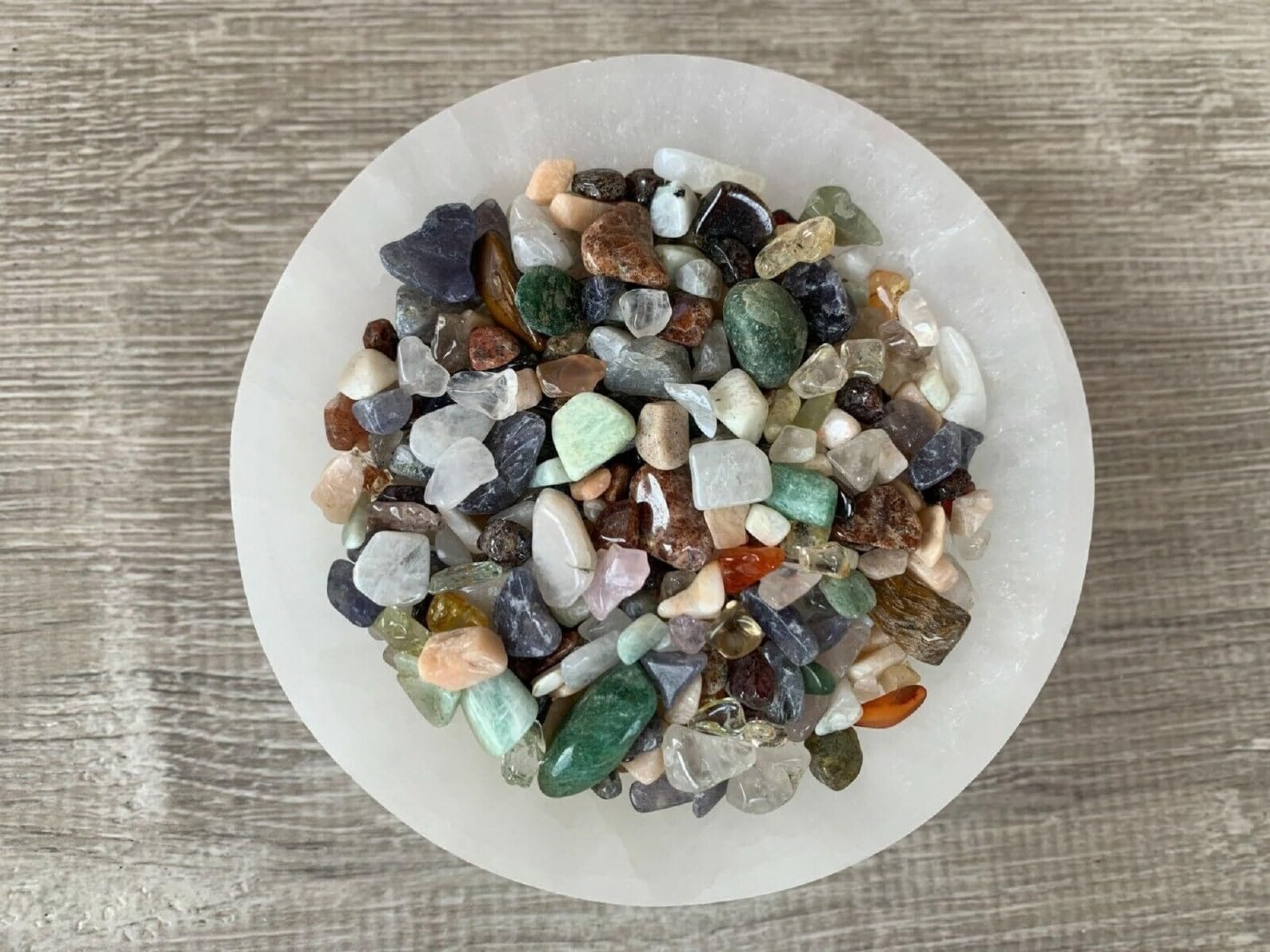 GAF TREASURES 2 oz Lot Natural Mixed Semi Tumbled Gemstone Chips, Crushed Mini Crystals, Undrilled Crystal Chips (Assorted)