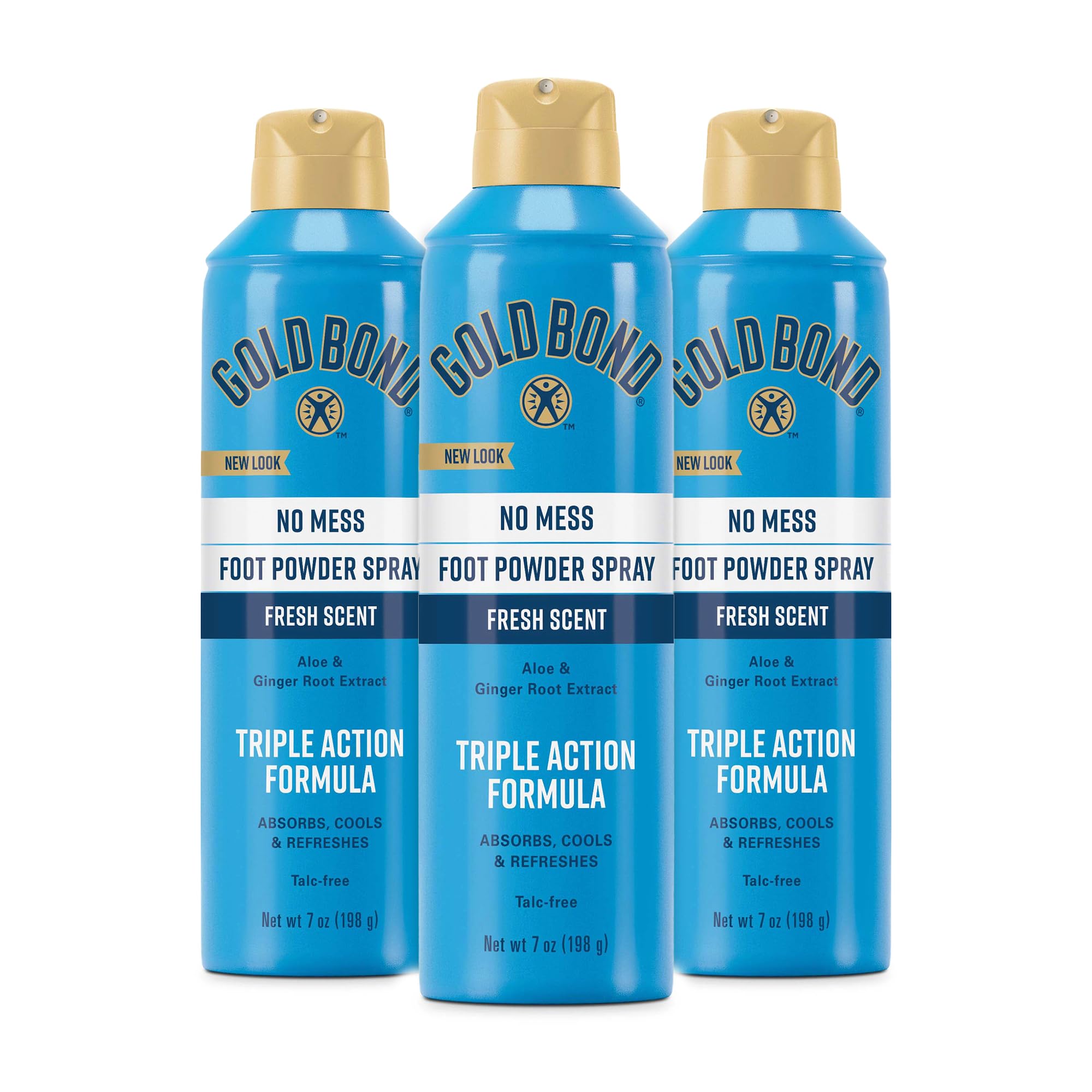 Gold Bond No Mess Talc-Free Foot Powder Spray, 7 oz., Fresh Scent, With a Triple Action Formula
