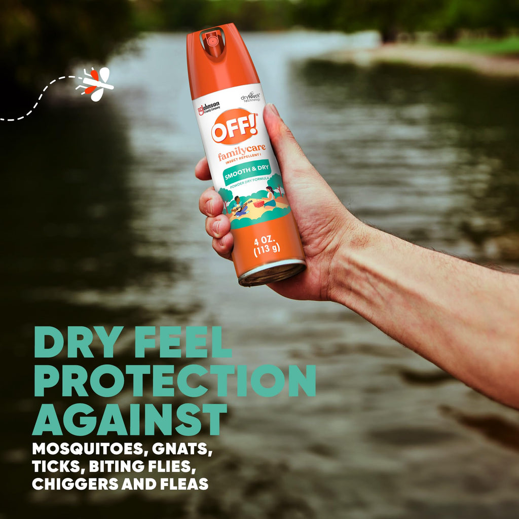 OFF! FamilyCare Insect & Mosquito Repellent Aerosol, Smooth and Dry Formula Bug Spray, Provides up to 6 Hours of Protection, 4 o