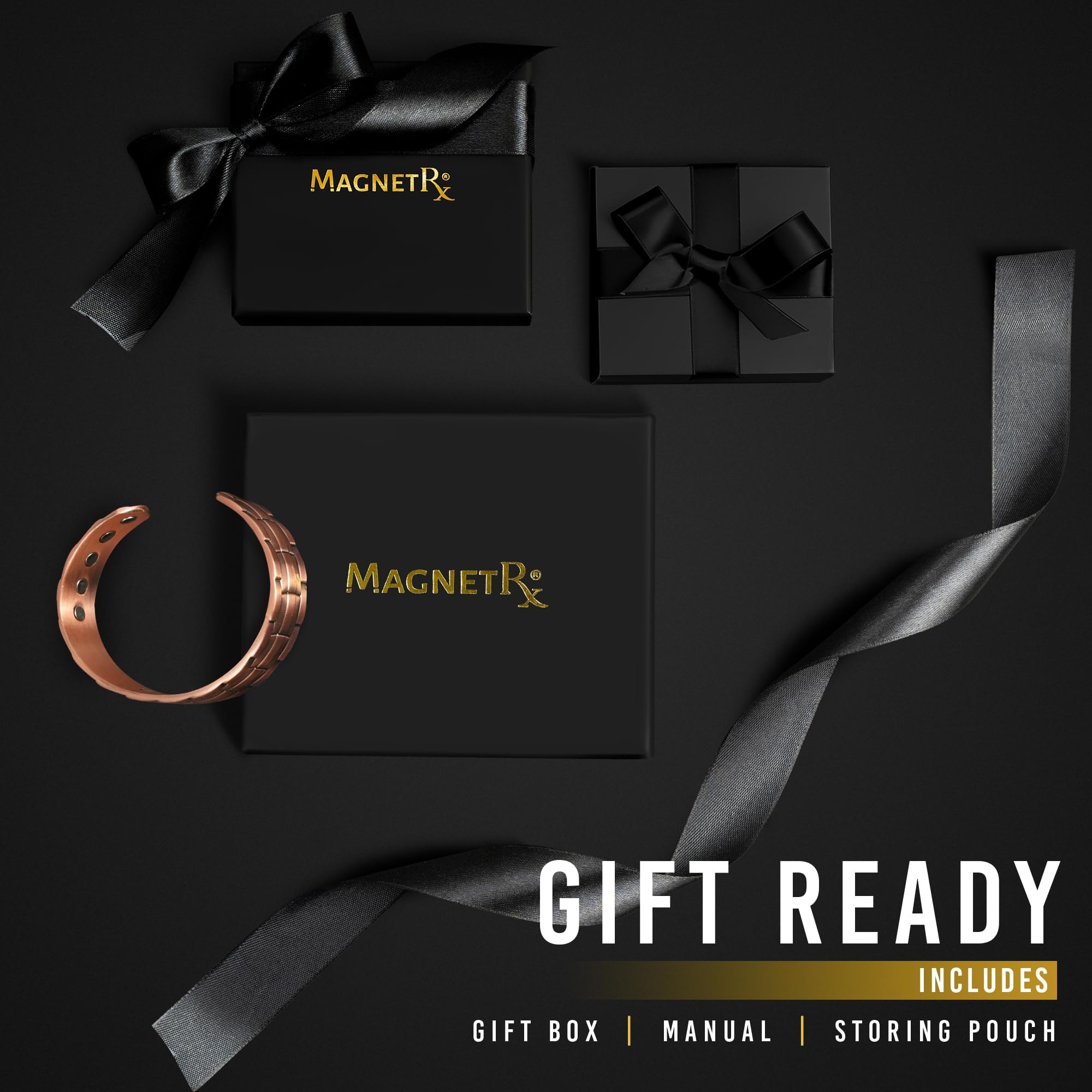MagnetRX Magnetic Copper Bracelets for Men - Effective 99.9% Pure Copper Bracelet for Men - Adjustable Copper Magnetic Therapy B