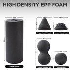 MZDXJ 5 in 1 Foam Roller Set with Peanut Massage Ball, Curved Muscle Brush - Yoga Roller, Massage Ball, Trigger Point Triangle f
