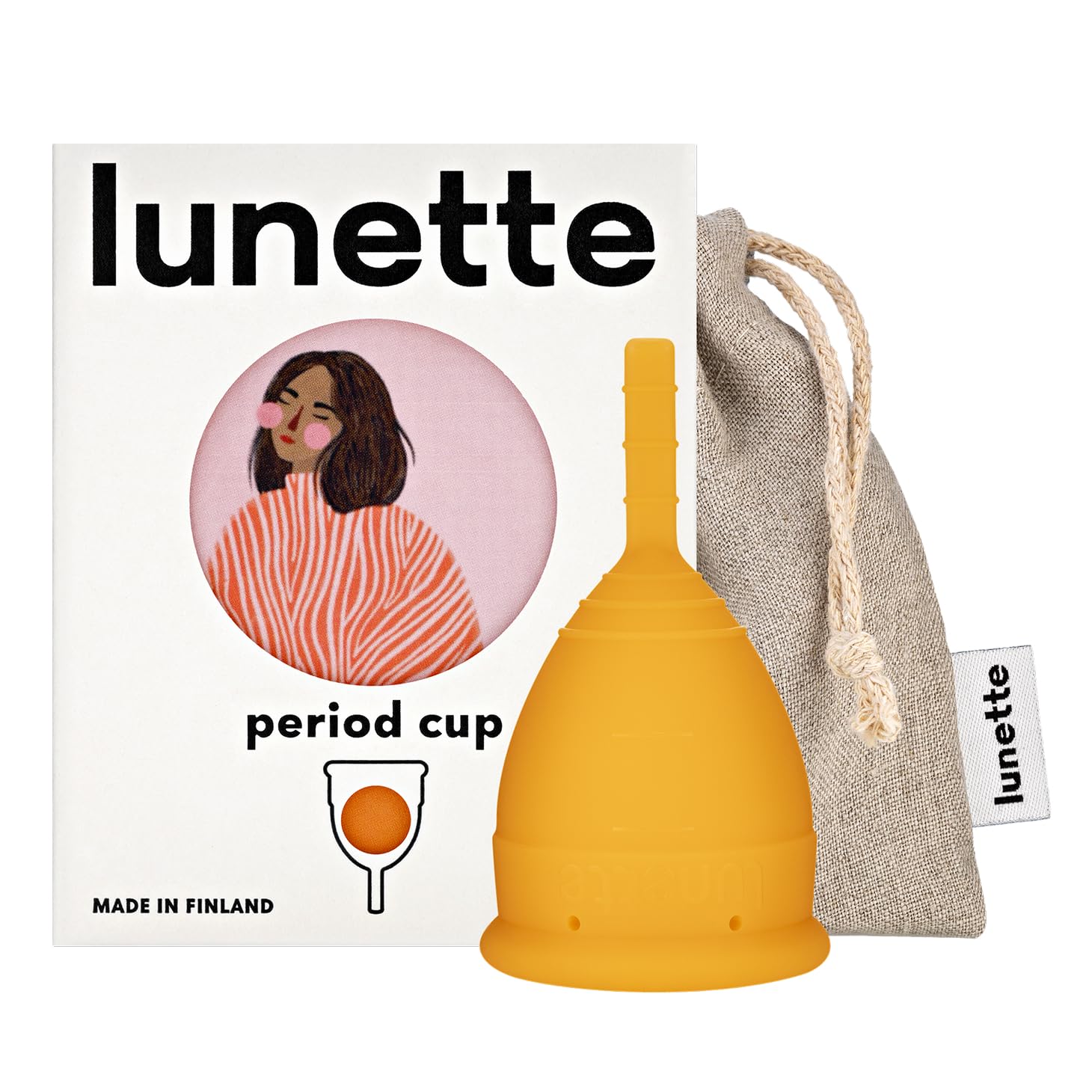 Lunette Menstrual Cup - Best Reusable Period Cup - Wear for 12 Hours and Reuse up to 10 Years, Orange Size 1 for Light to Modera