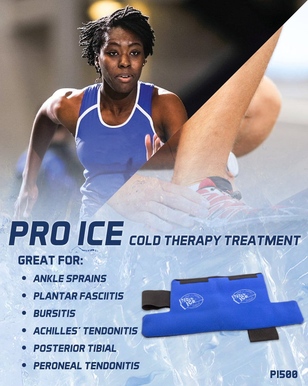 Ankle/Foot Ice Therapy Wrap - Perfect for Sprained Ankles, Plantar Fasciitis, Achilles tendonitis, and Swelling Feet - Ice Packs