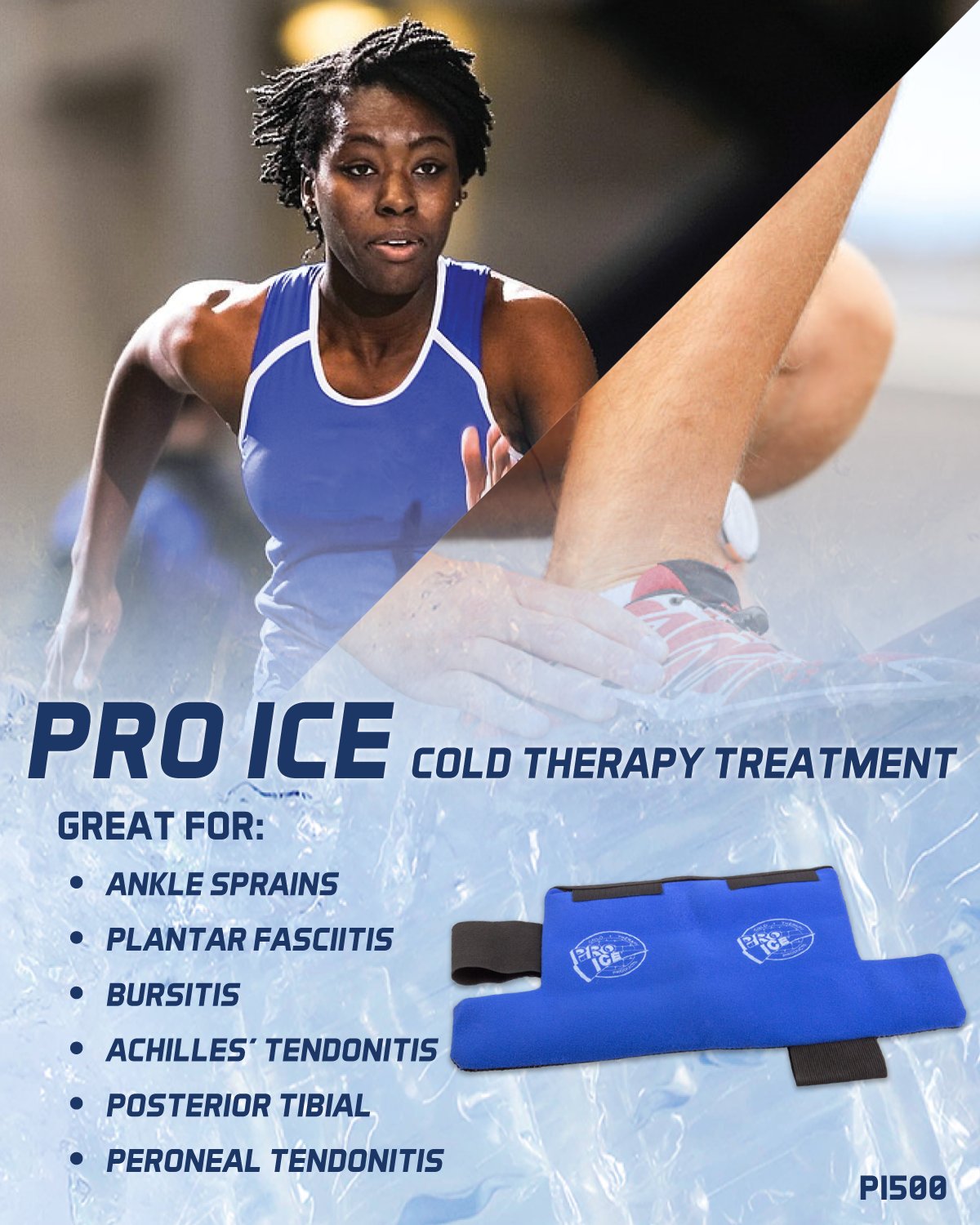 Ankle/Foot Ice Therapy Wrap - Perfect for Sprained Ankles, Plantar Fasciitis, Achilles tendonitis, and Swelling Feet - Ice Packs