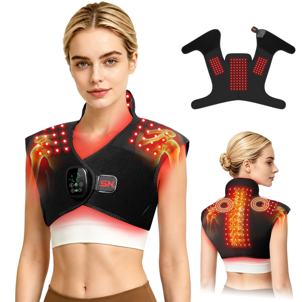 Seenew Cordless Red Light Therapy for Neck Shoulder Heat with Massage