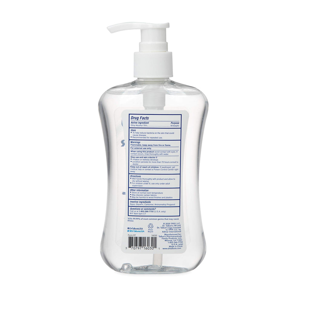 Dr. Talbots Refreshing Gel Hand Sanitizer With Easy Pump, Fragrance Free, 8.5 Fl Oz