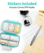 Travel Pill Organizer - Compact Medicine Kit for Purse, Portable Pharmacy Pill Box with Labels, Moisture-Proof Vitamin & Supplem