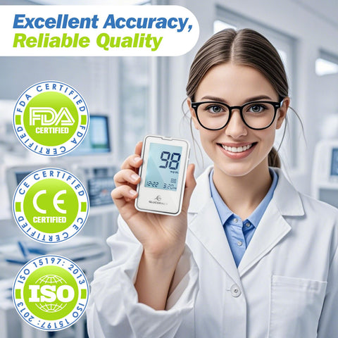 Glucoracy G-425-2 Blood Glucose Monitor Kit, 50 Test Strips and 50 Lancets, Blood Sugar Test Kit with Lancing Device, Diabetes T