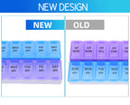 7 Day Weekly AM PM Pill Organizer, ShysTech Large Pill Case Pill Box for Pills Vitamin Supplements Medication (Purple/Blue)