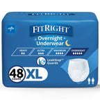 FitRight Overnight Unisex Extra Large Underwear, (56-68 in Waist) 48 Count (4 Bags of 12), Maximum All Night Disposable Incontin