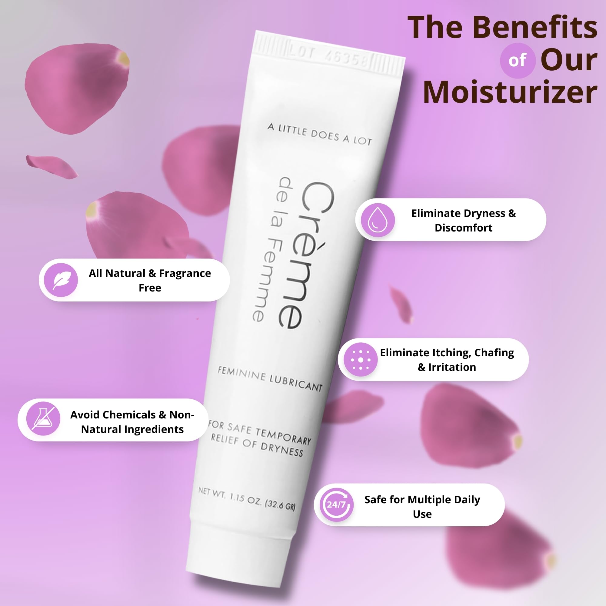 Crme De La Femme Daily Vaginal Moisturizing Cream for Long-Lasting Relief from Feminine Dryness Chemical & Hormone Free, Fragran