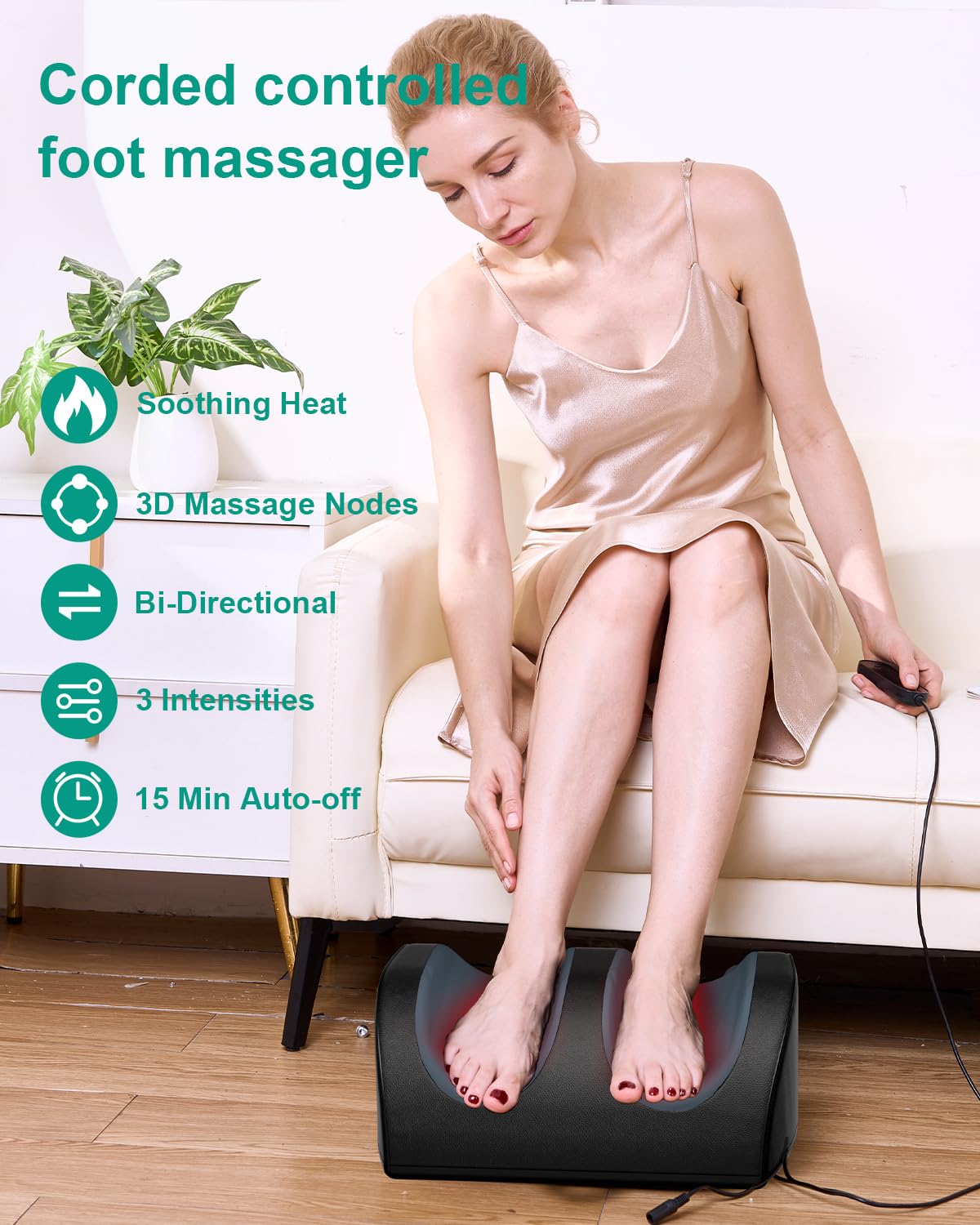 LINGTENG Foot Massager with Heat and Foot Massage, Electric Foot Massager with Cord Remote Control, Birthday Gifts for Mom and D