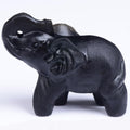 Ytbeoxk 2.1 Inch Black Obsidian Elephant Crystals Decor, Healing Crystal Cute Figurines, Black Elephant Gemstones Decorations St