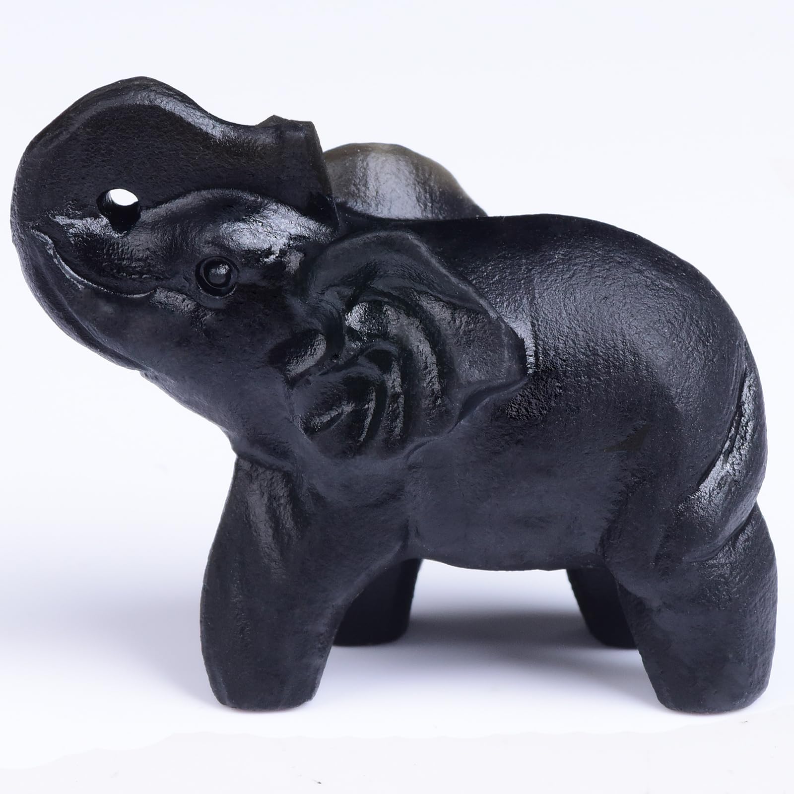 Ytbeoxk 2.1 Inch Black Obsidian Elephant Crystals Decor, Healing Crystal Cute Figurines, Black Elephant Gemstones Decorations St