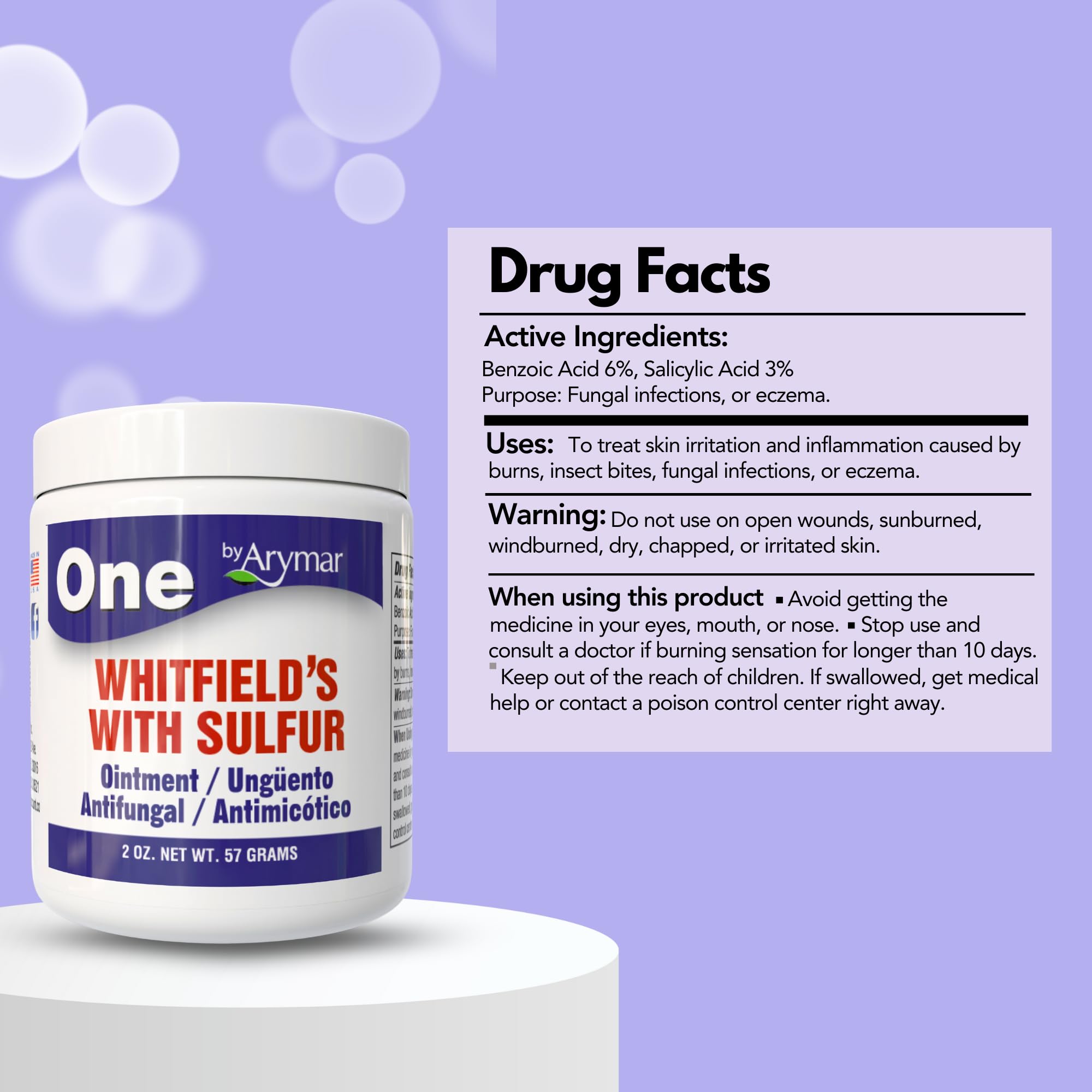 Arymar Whitfields Ointment (2 oz) - Benzoic Acid & Salicylic Acid Formula