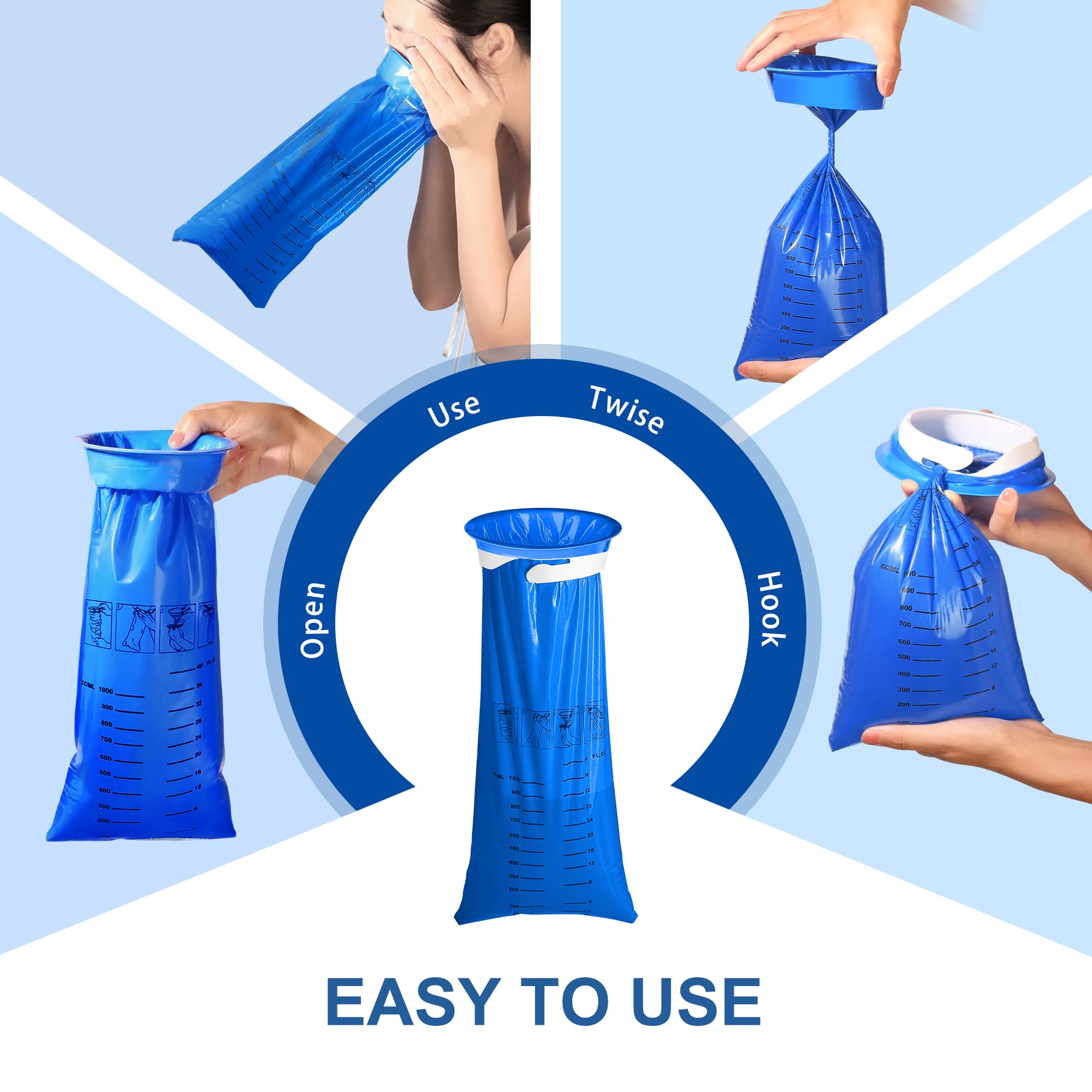 CDThinkingU Emesis Vomit Bags Disposable,100 Pack Barf Throw Up Bag for Car Adult& Kids- Leak Resistant 1000ML Portable Puke Thr