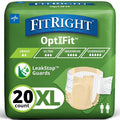 FitRight Adult Diapers, Extra+ Heavy Absorbency, XL (Waist Size 56in-64in), 20 Count, OptiFit Incontinence Briefs for Men and Wo