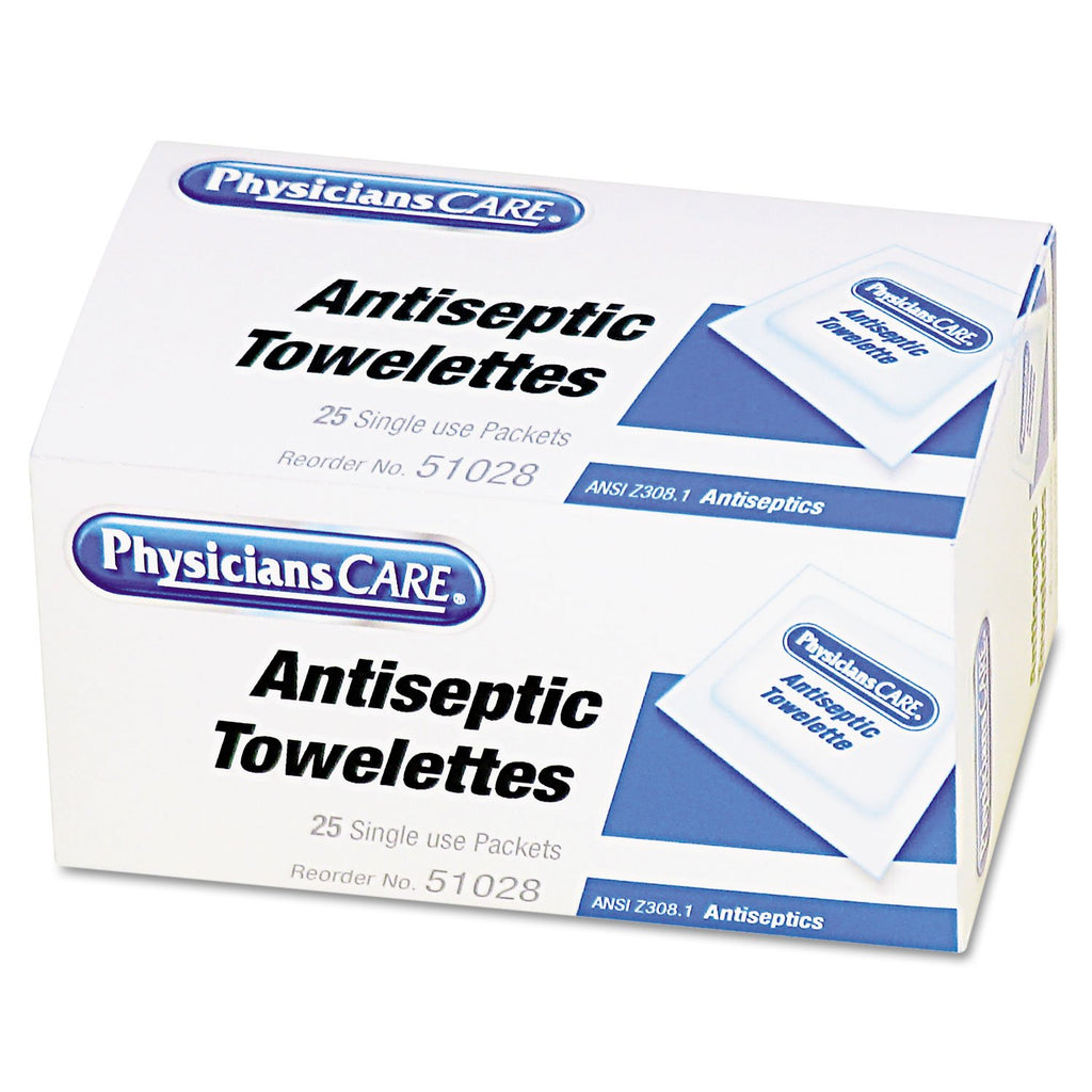 PhysiciansCare First Aid Antiseptic Towelettes, Box of 25 Individually ...