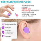 Reusable Silicone Ear Plugs, Waterproof Noise Cancelling EarPlugs for Sleeping, Mowing, Swimming, Airplanes, Concerts