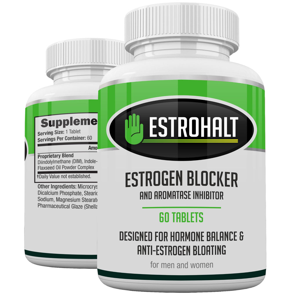 Estrohalt Estrogen-Blocker Supplement & Natural Anti Aromatase Inhibitor Pills for Men & Women DIM (Diindolylmethane) & Indole 3