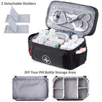 BAGSFY Full Open Medicine Bag Empty, Family First Aid Bag, Small Medicine Storage Bag,Pill Bottle Organizer for Emergency Medica