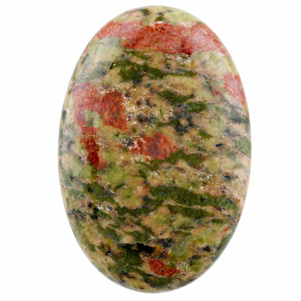 Rockcloud Oval Worry Stones,Palm Pocket Energy Stone,Healing Crystal with Velvet Bag,Unakite