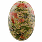 Rockcloud Oval Worry Stones,Palm Pocket Energy Stone,Healing Crystal with Velvet Bag,Unakite