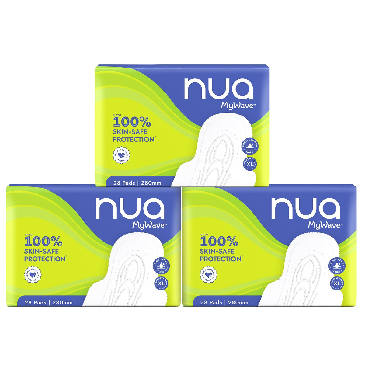 Nua Mywave Xl Sanitary Pads For Women | Heavy Flow Period Pads | Super Soft, RashFree, LeakProof | Super Absorbent | Pack Of 2