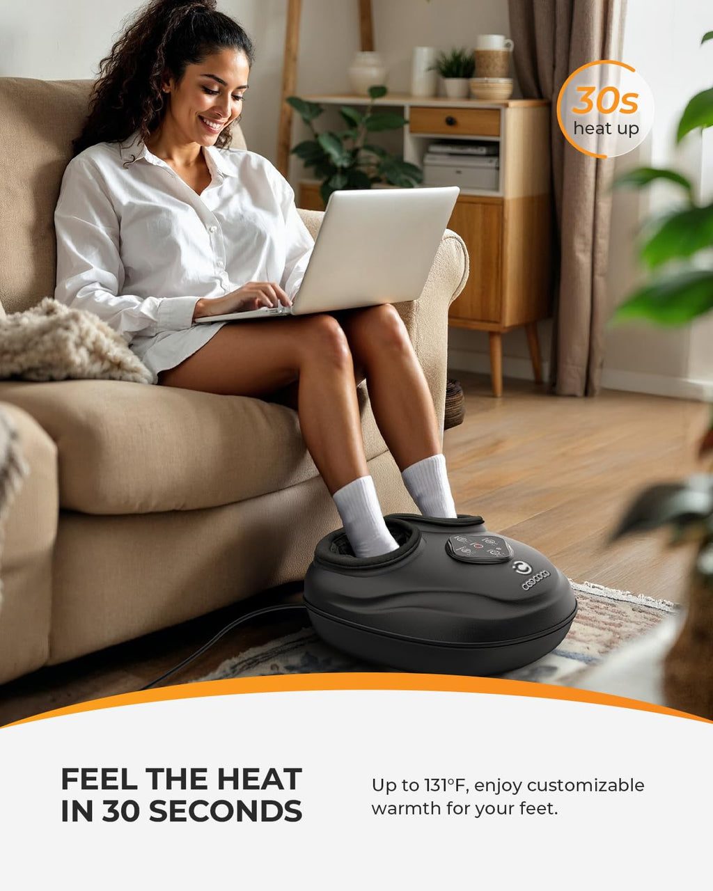 CooCoCo FSA HSA Eligible Foot Massager with Heat, Upgraded Shiatsu Feet Massager for Plantar Fasciitis, Neuropathy, Gifts for Wo