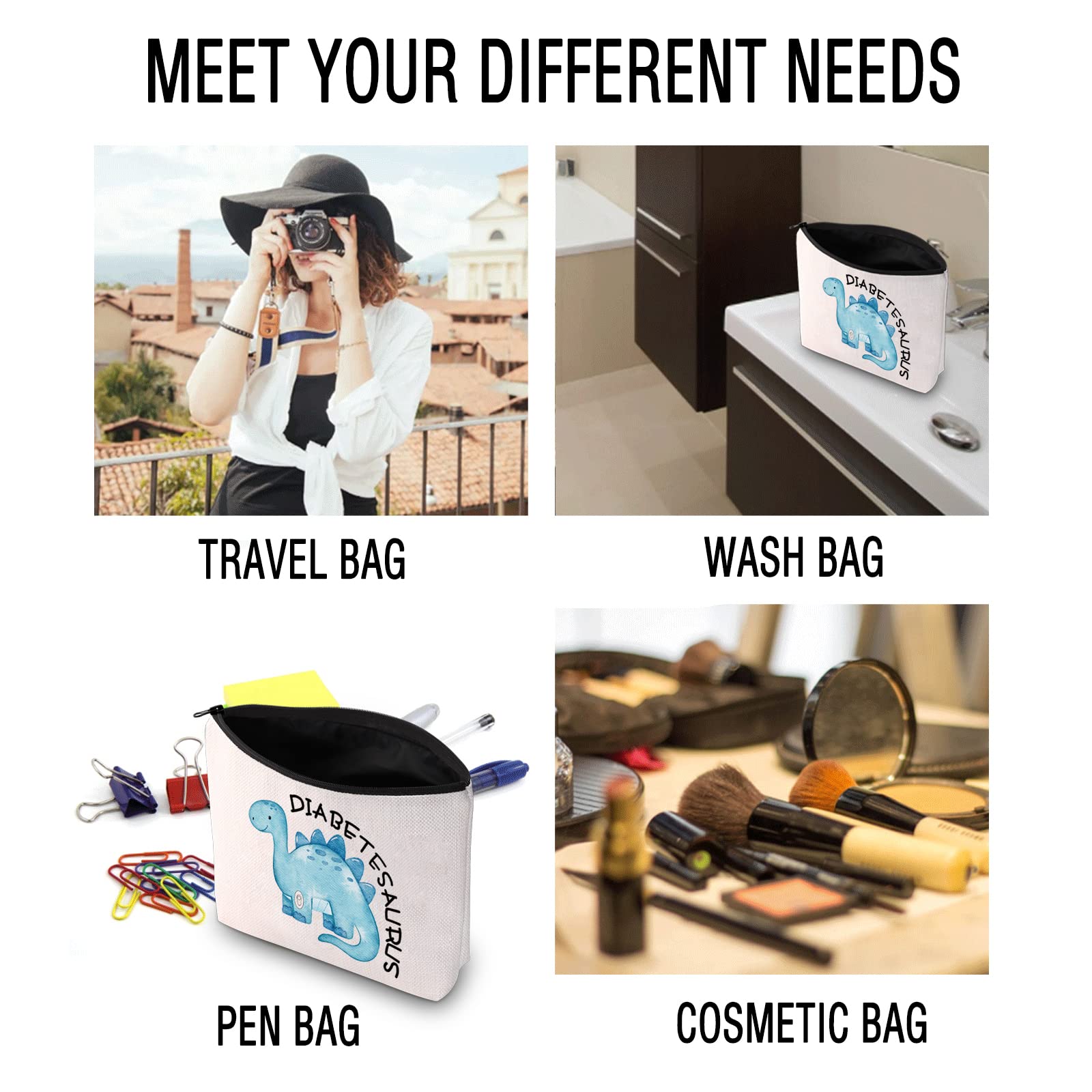 JXGZSO Funny Diabetic Bag Gift Diabetesaurus Diabetic Dinosouar Bag Diabetes Diabetic Supply Case (Diabetesaurus BAG)