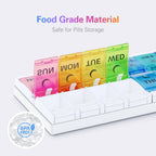 BUG HULL Pill Organizer AM PM Arthritis Friendly, BPA Free Pill Box 2 Times a Day, Large Pill Container, Weekly Medicine Pill Or