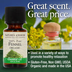 Natures Answer USDA Organic Sweet Fennel Essential Oil, 100% Pure | Natural Aromatherapy Oil for Diffuser/Humidifier, Steam Dist