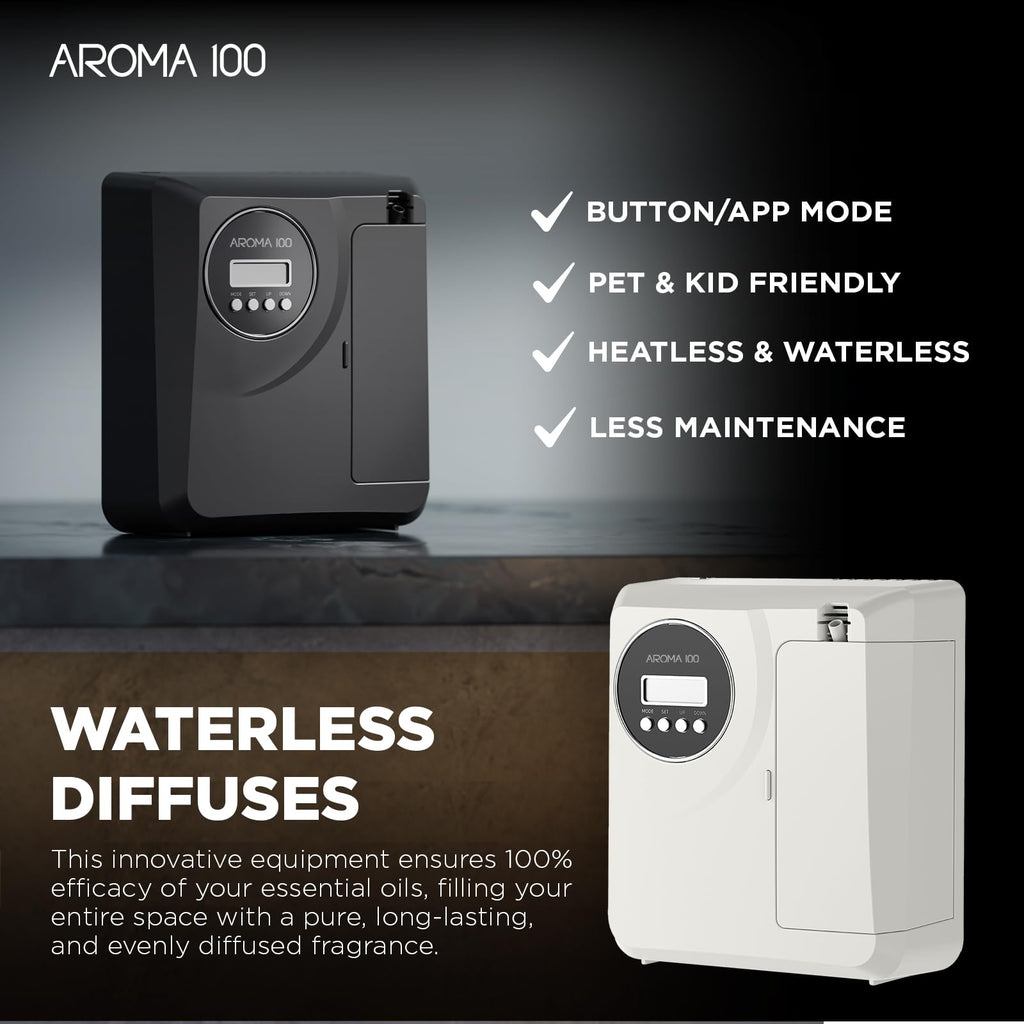 Waterless Diffuser for Essential Oil 2000sq.ft Coverage Nebulizer Nano Air Freshener Smart Diffusers Scent Aromatherapy Diffuser